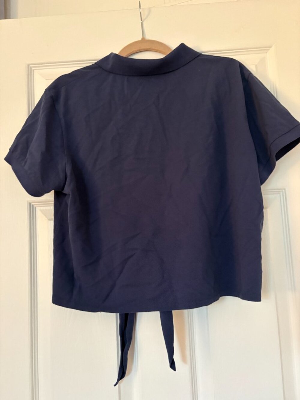 Tuckernuck Navy Pique Tie-Front Courtney Polo Size L NWOT 100% Cotton - Picture 5 of 5